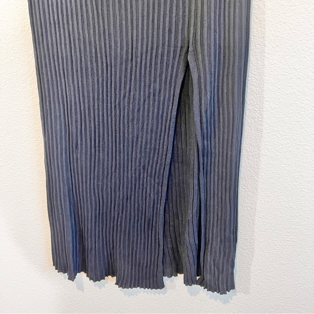 Wilfred Zeta Ribbed Midi Skirt w/ Slit Black L Aritzia Knit Pull On Minimalist - Picture 4 of 15